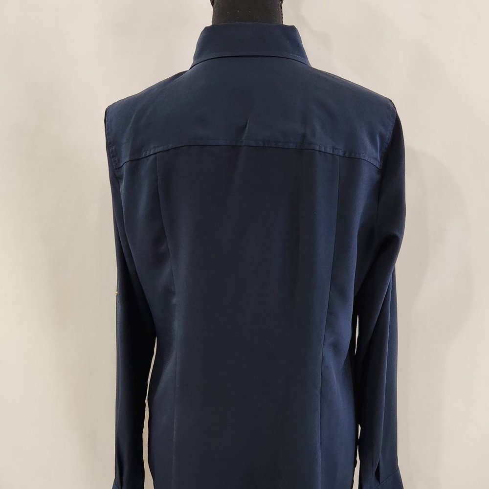 Navy and Gold Michael Kors Zipper Blouse - Picture 2 of 11
